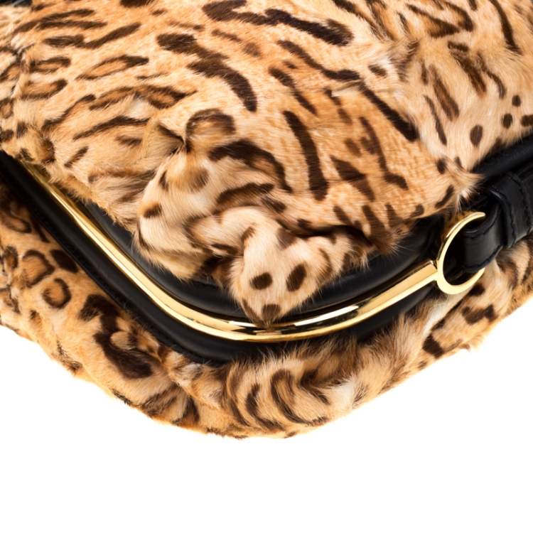 Pre Owned Jimmy Choo Brown Leopard Calfhair and Leather Tote 