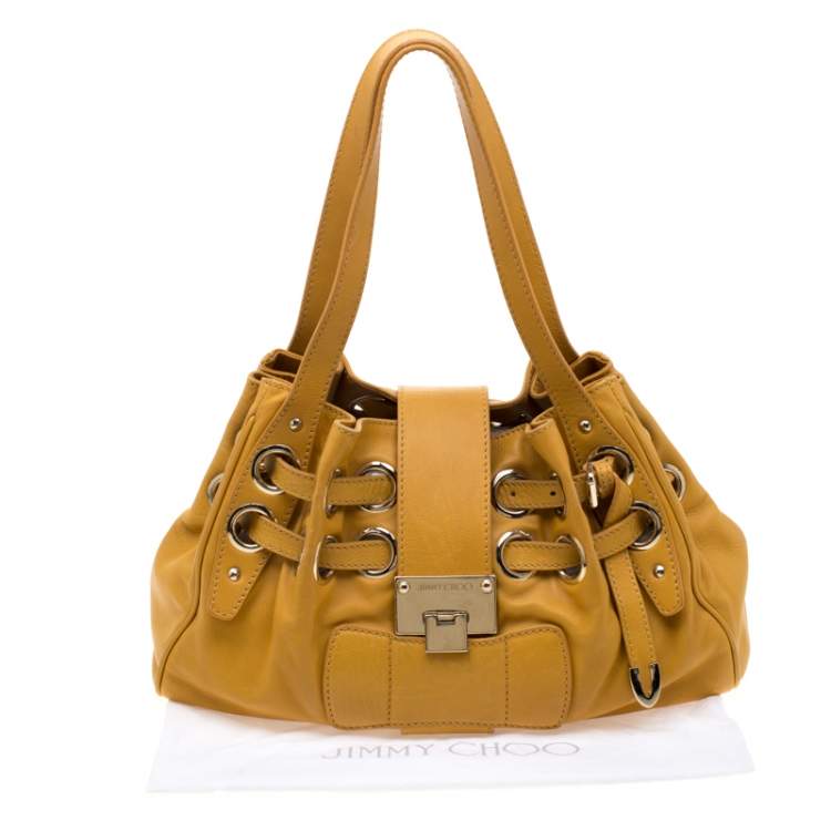 Pre Owned Jimmy Choo Mustard Leather Riki Tote