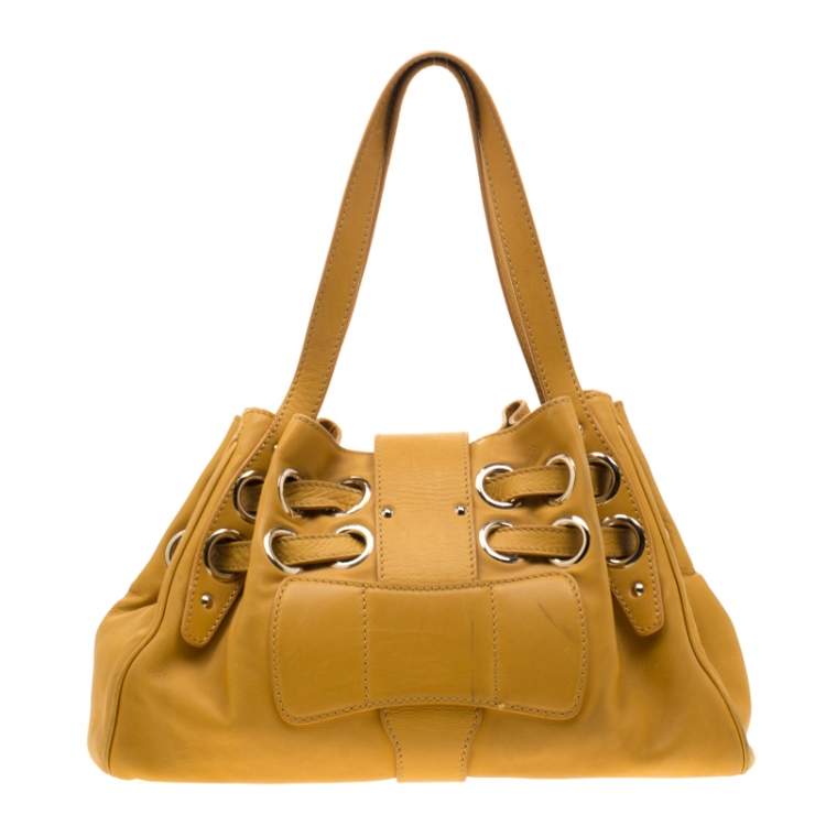 Pre Owned Jimmy Choo Mustard Leather Riki Tote