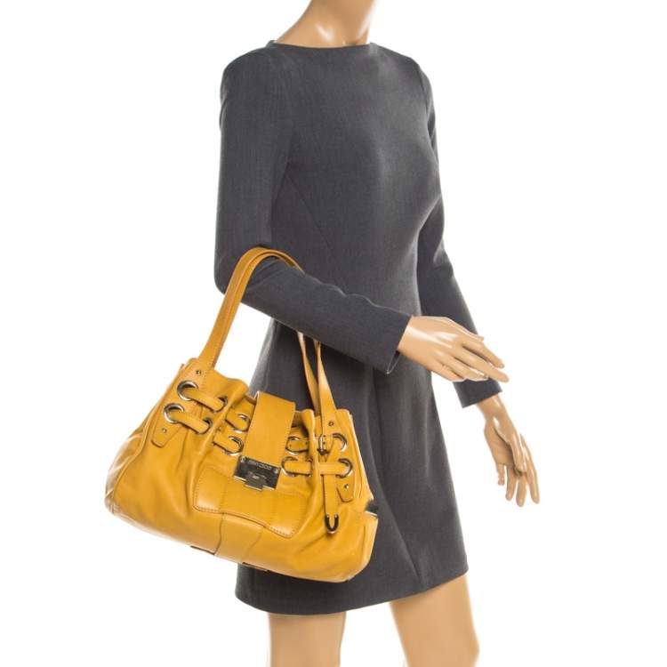 Pre Owned Jimmy Choo Mustard Leather Riki Tote
