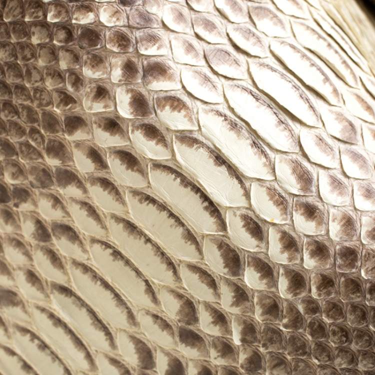 Pre Owned Jimmy Choo Light Yellow/Beige Python and Suede Saba Hobo 