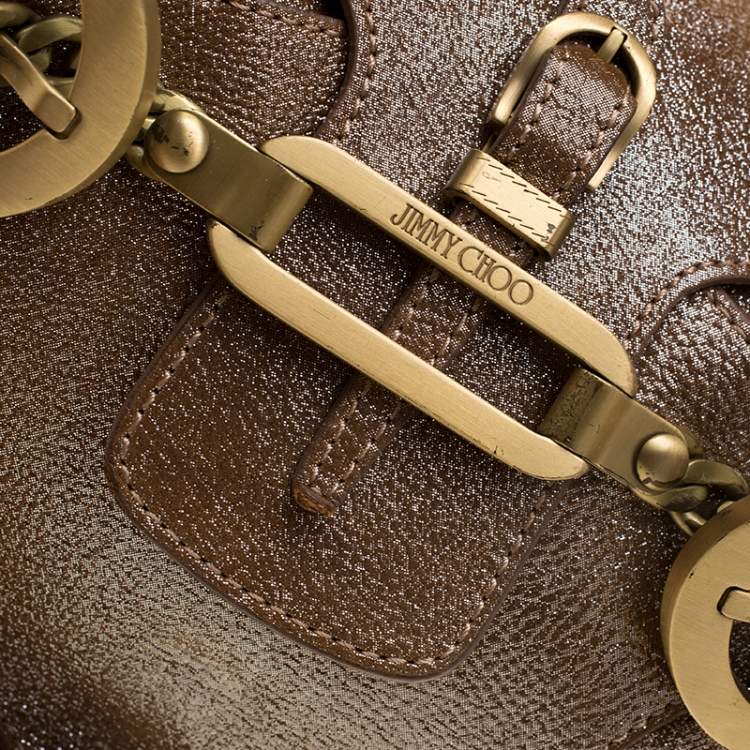 Pre Owned Jimmy Choo Metallic Brown Leather Tulita Hobo