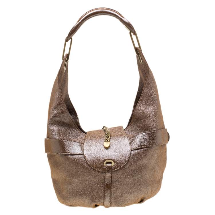 Pre Owned Jimmy Choo Metallic Brown Leather Tulita Hobo