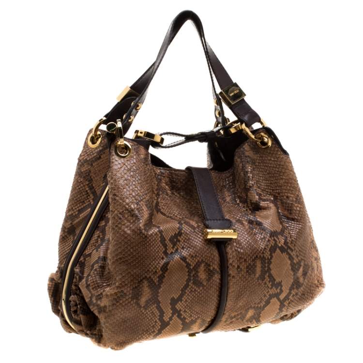 Pre Owned Jimmy Choo Brown Python and Leather Alex Tote