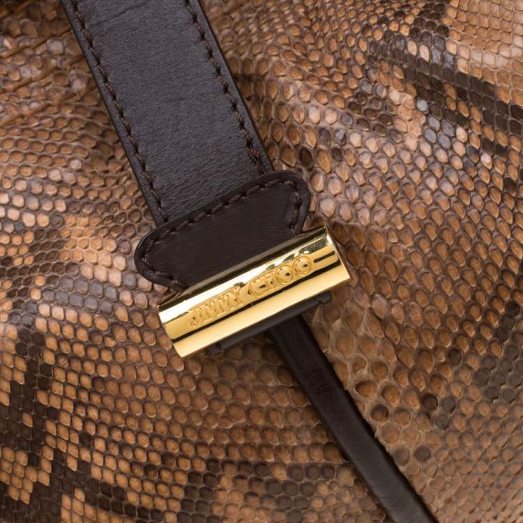 Pre Owned Jimmy Choo Brown Python and Leather Alex Tote
