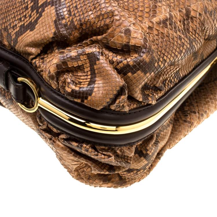Pre Owned Jimmy Choo Brown Python and Leather Alex Tote