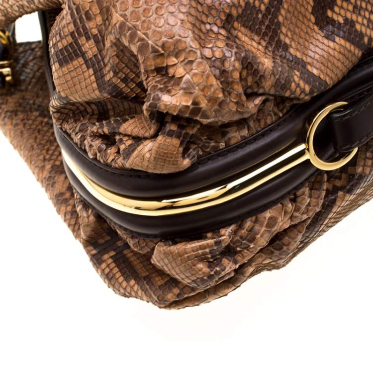 Pre Owned Jimmy Choo Brown Python and Leather Alex Tote