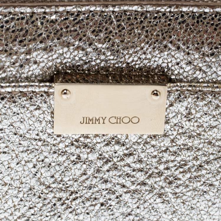Pre Owned Jimmy Choo Metallic Silver Leather Compact Wallet