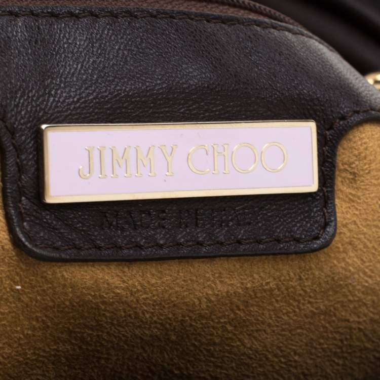 Pre Owned Jimmy Choo Brown Lizard/Snakeskin Patchwork Saba Hobo