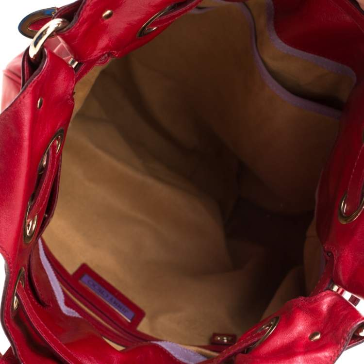 Pre Owned Jimmy Choo Red Leather Riki Tote
