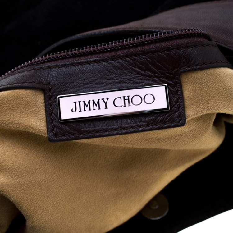 Pre Owned Jimmy Choo Black Suede Bead Embellished Hobo