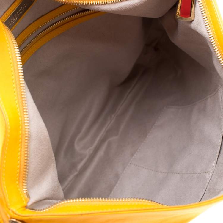 Pre Owned Jimmy Choo Mustard Leather and Snakeskin Trim Zoe Hobo