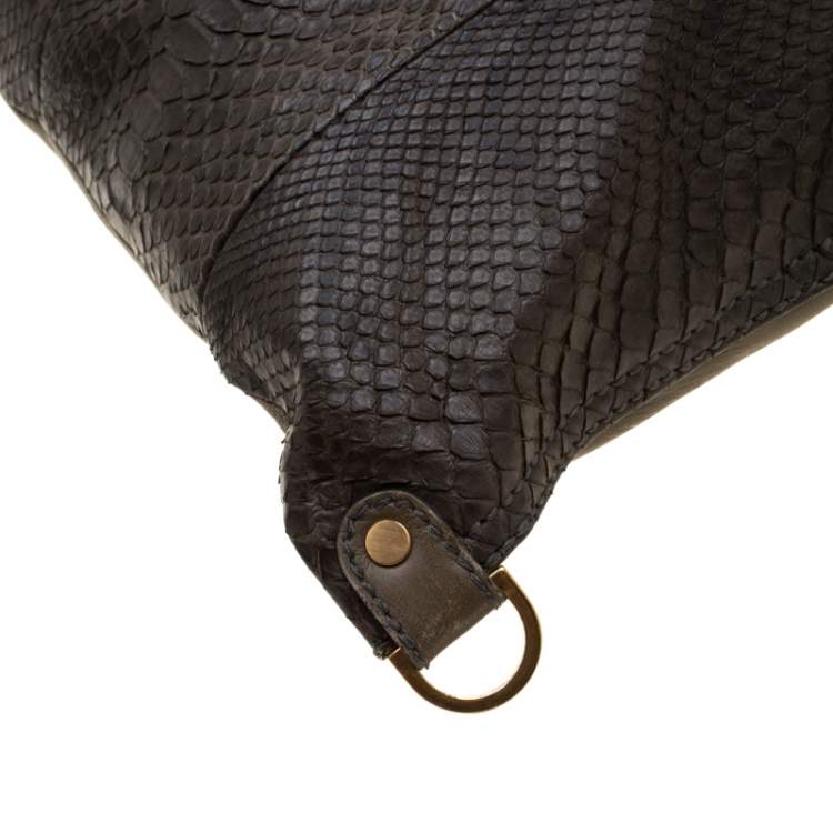 Pre Owned Jimmy Choo Seaweed Green Python and Leather Tulita Shoulder Bag