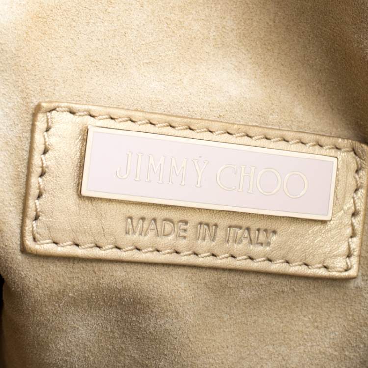 مملوكة مسبقًا Jimmy Choo Metallic Gold Leather and Suede Mandah Expandle Hobo