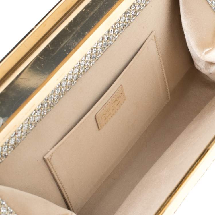 Pre Owned Jimmy Choo Gold Gliters Clutch  