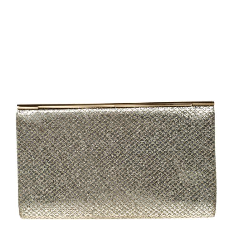Pre Owned Jimmy Choo Gold Gliters Clutch  