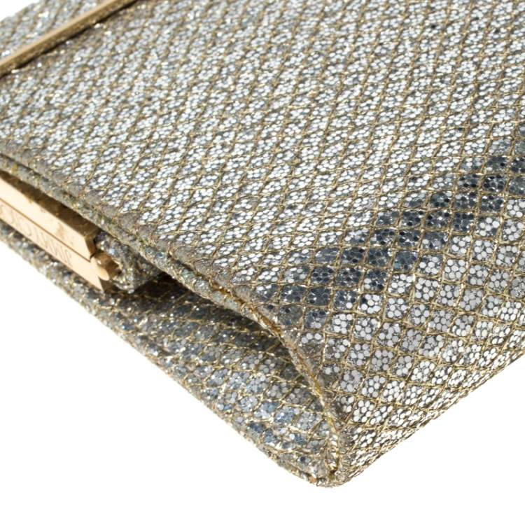 Pre Owned Jimmy Choo Gold Gliters Clutch  