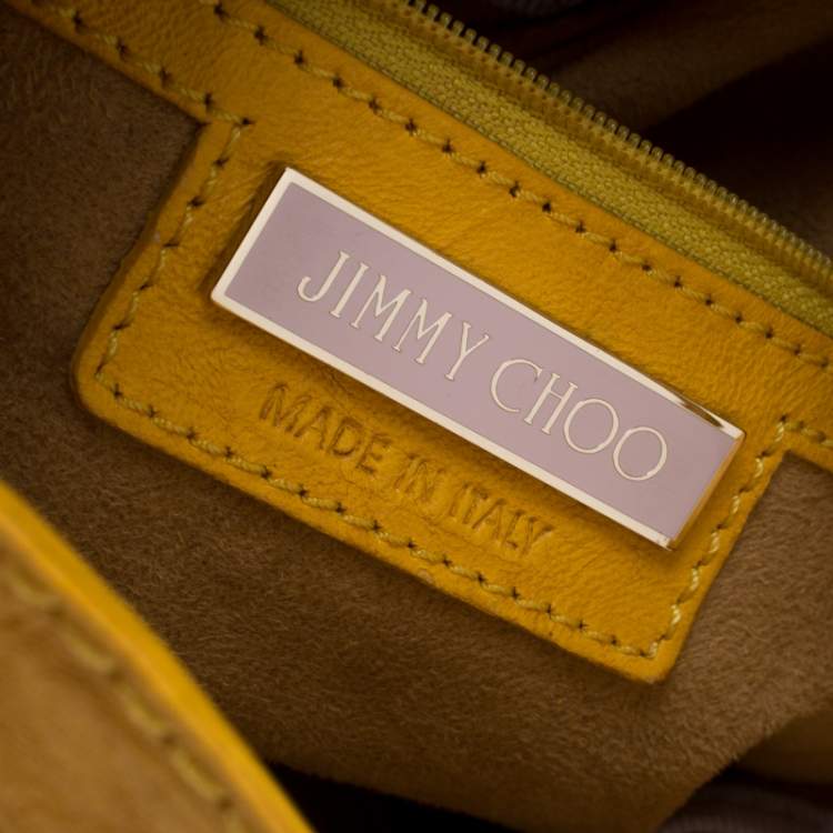 مملوكة مسبقًا Jimmy Choo Yellow Leather and Python Trim Riki Tote