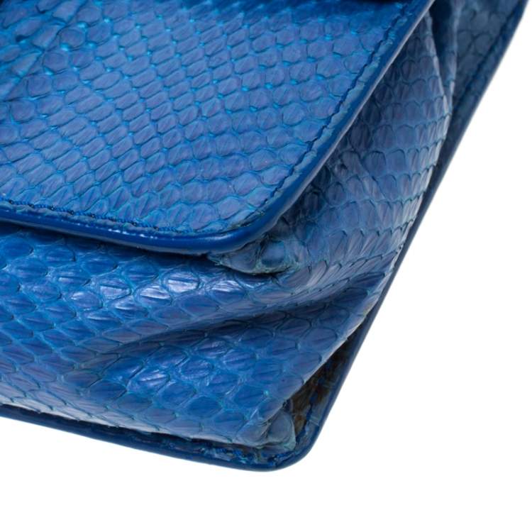 Pre Owned Jimmy Choo Blue Snakeskin Rebel Crossbody Bag 