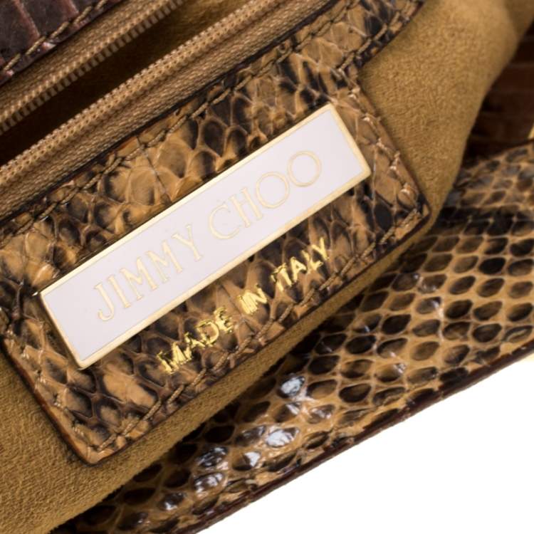 Pre Owned Jimmy Choo Beige Python Skin  Lohla Jane Hobo 