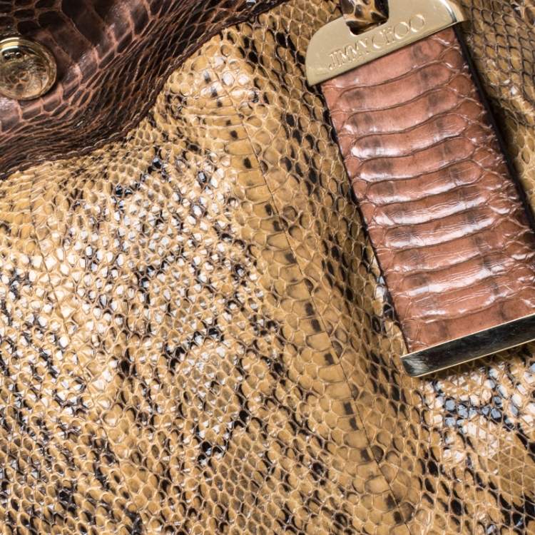 Pre Owned Jimmy Choo Beige Python Skin  Lohla Jane Hobo 