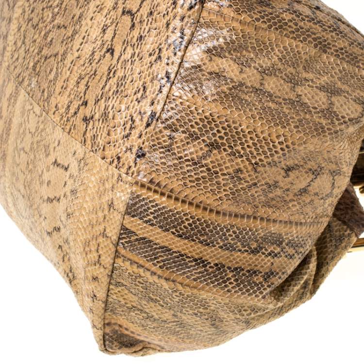 Pre Owned Jimmy Choo Beige Python Skin  Lohla Jane Hobo 