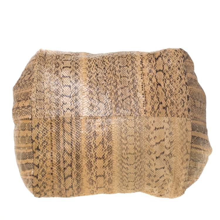 Pre Owned Jimmy Choo Beige Python Skin  Lohla Jane Hobo 