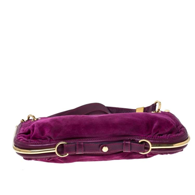 Pre Owned Jimmy Choo Purple Suede and Leather Alex Shoulder Bag