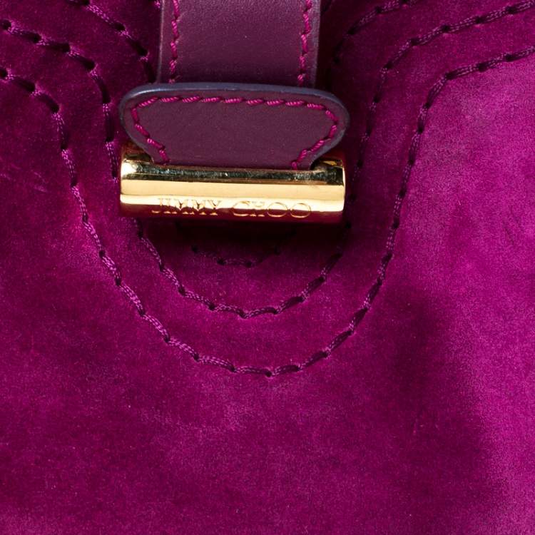Pre Owned Jimmy Choo Purple Suede and Leather Alex Shoulder Bag