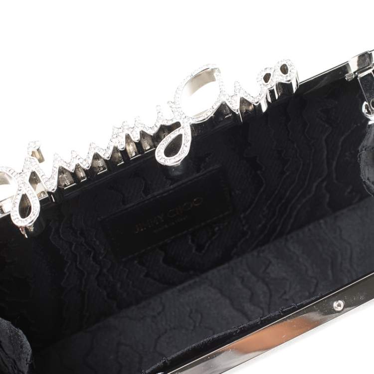 Pre Owned Jimmy Choo Metallic Silver Leather Vintage Celeste Clutch 