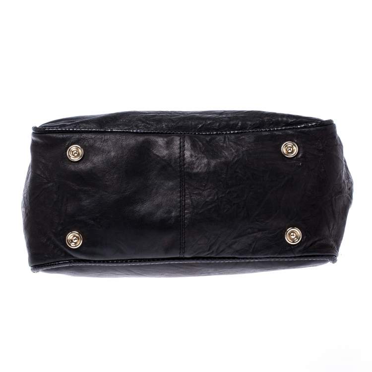 Pre Owned Jimmy Choo Black Leather and Python Trim Riki Tote