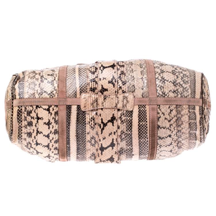 Pre Owned Jimmy Choo Pink/Beige Python and Suede Riki Tote