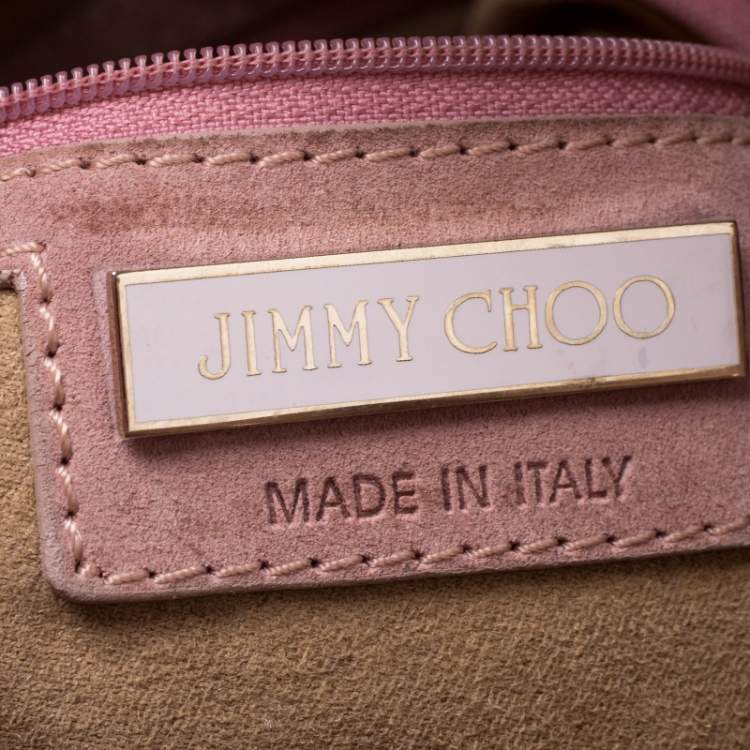 Pre Owned Jimmy Choo Pink/Beige Python and Suede Riki Tote