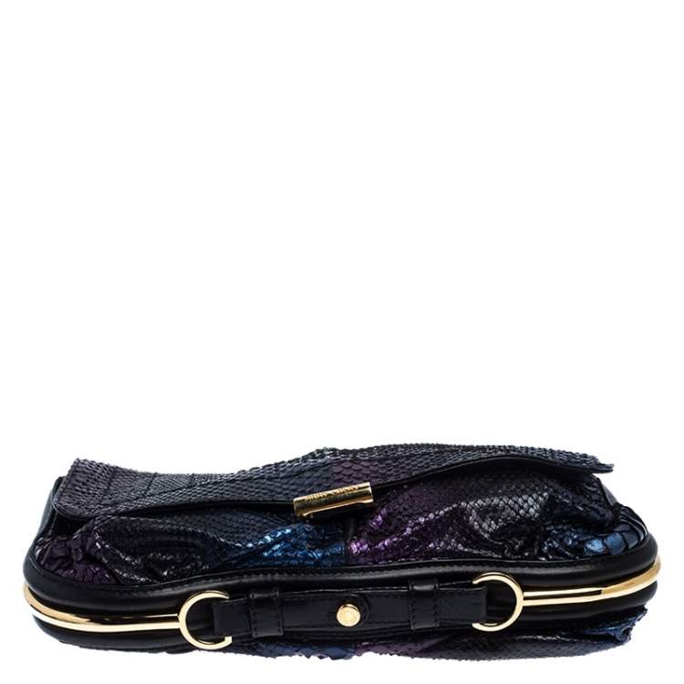 مملوكة مسبقًا Jimmy Choo Multicolor Metallic Python Frame Flap Chain Shoulder Bag