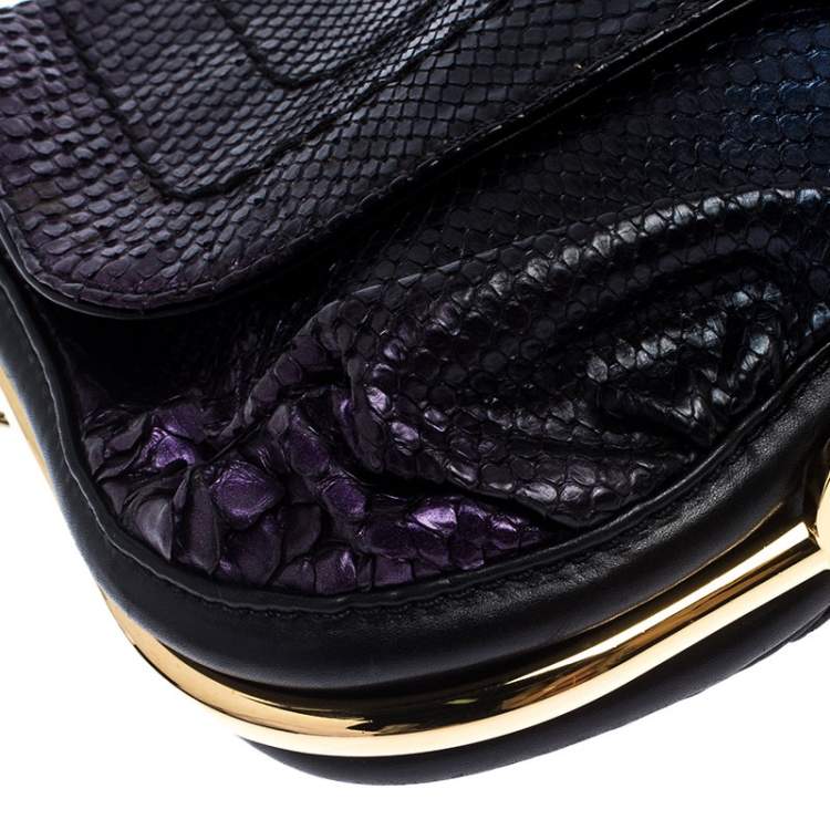 مملوكة مسبقًا Jimmy Choo Multicolor Metallic Python Frame Flap Chain Shoulder Bag