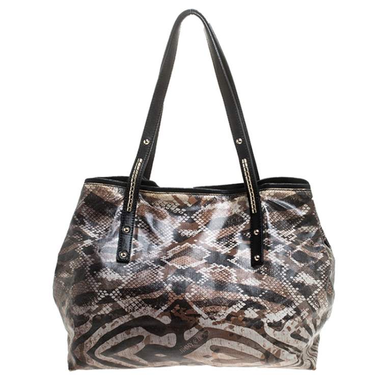 Pre Owned Jimmy Choo Multicolor Printed Coated Canvas Scarlet Tote