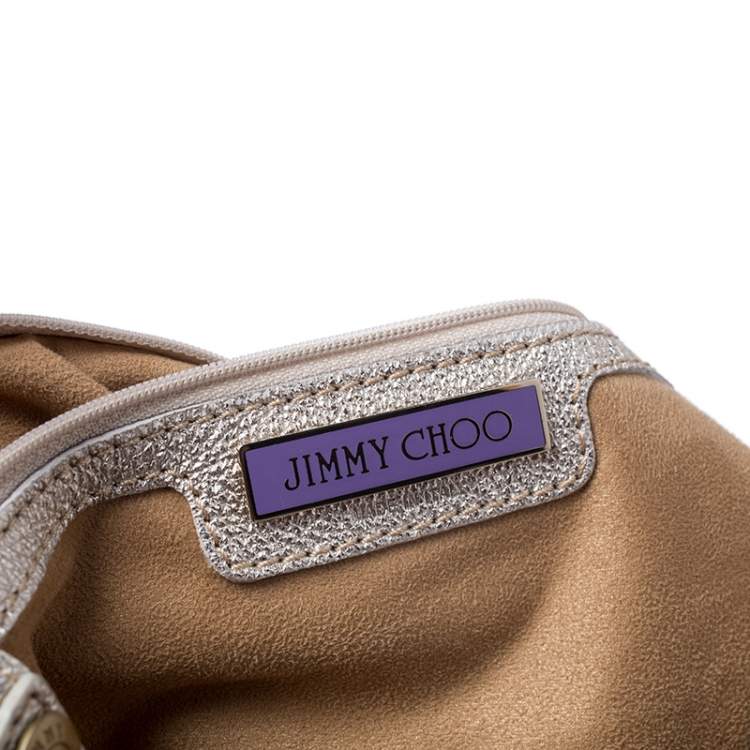 Pre Owned Jimmy Choco Gold Metallic Leather Mahala Satchel