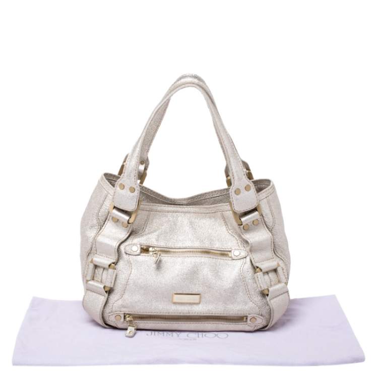Pre Owned Jimmy Choco Gold Metallic Leather Mahala Satchel