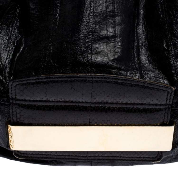 Pre Owned Jimmy Choo Black Leather Flap Shoulder Bag