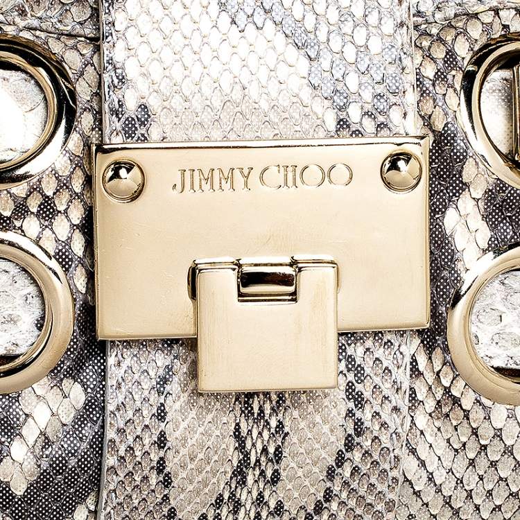 Pre Owned Jimmy Choo Beige Python Riki Shoulder Bag