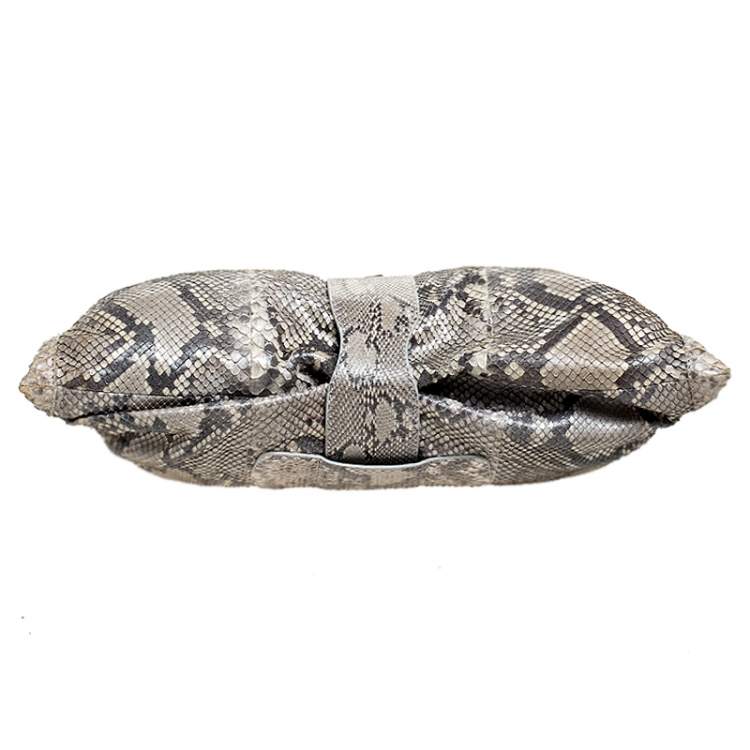 Pre Owned Jimmy Choo Beige Python Riki Shoulder Bag