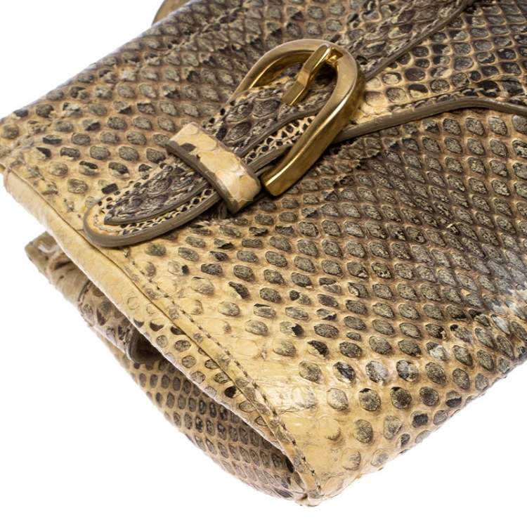 Pre Owned Jimmy Choo Cream/Black Python Tulita Clutch