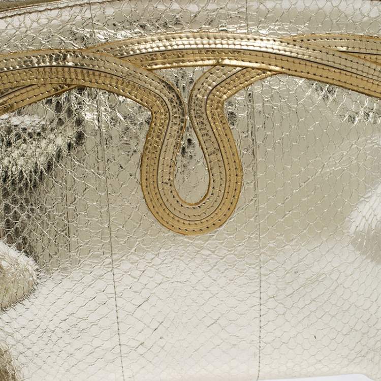 Pre Owned Jimmy Choo Metallic Gold Leather Wristlet