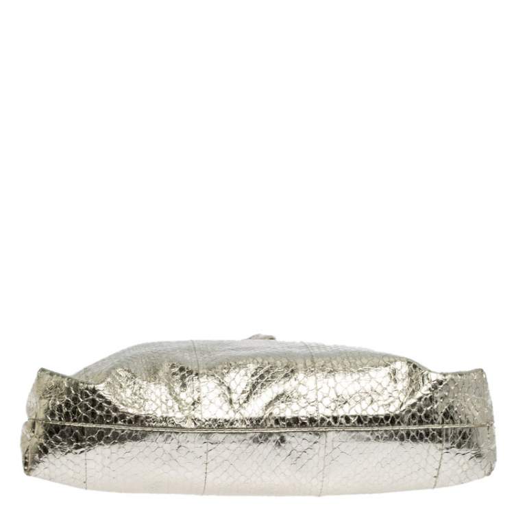 Pre Owned Jimmy Choo Metallic Gold Leather Wristlet