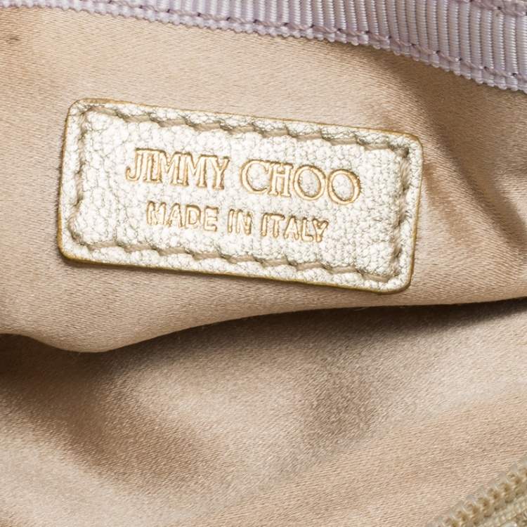 Pre Owned Jimmy Choo Metallic Gold Leather Wristlet