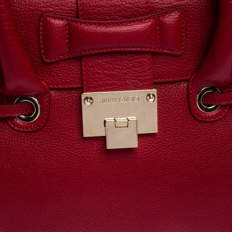 Pre Owned Jimmy Choo Red Leather Rosalie Satchel