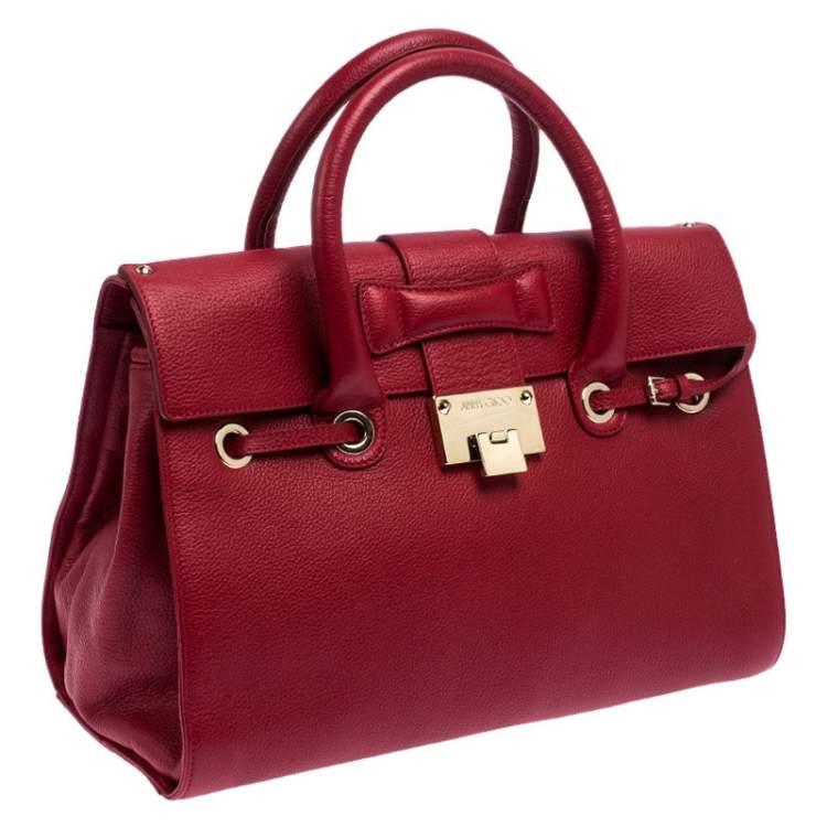 Pre Owned Jimmy Choo Red Leather Rosalie Satchel