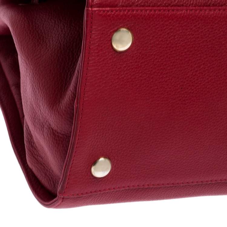 Pre Owned Jimmy Choo Red Leather Rosalie Satchel