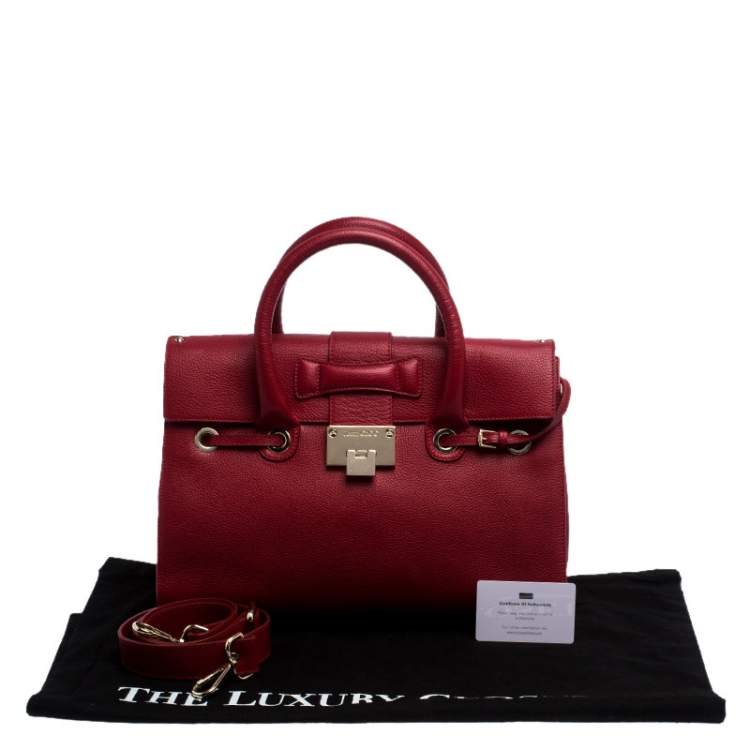 Pre Owned Jimmy Choo Red Leather Rosalie Satchel