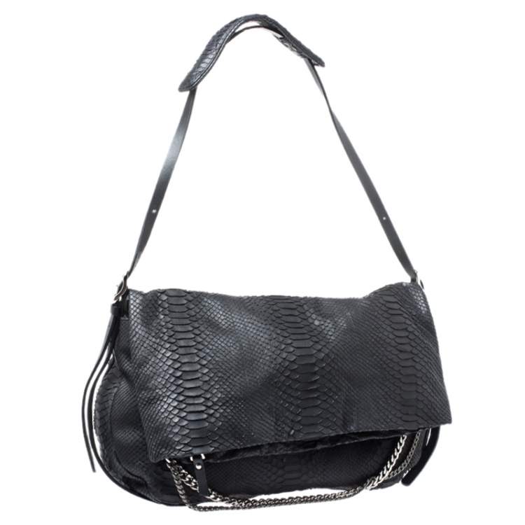 مملوكة مسبقًا Jimmy Choo Black Python Boho Biker Chain Shoulder Bag